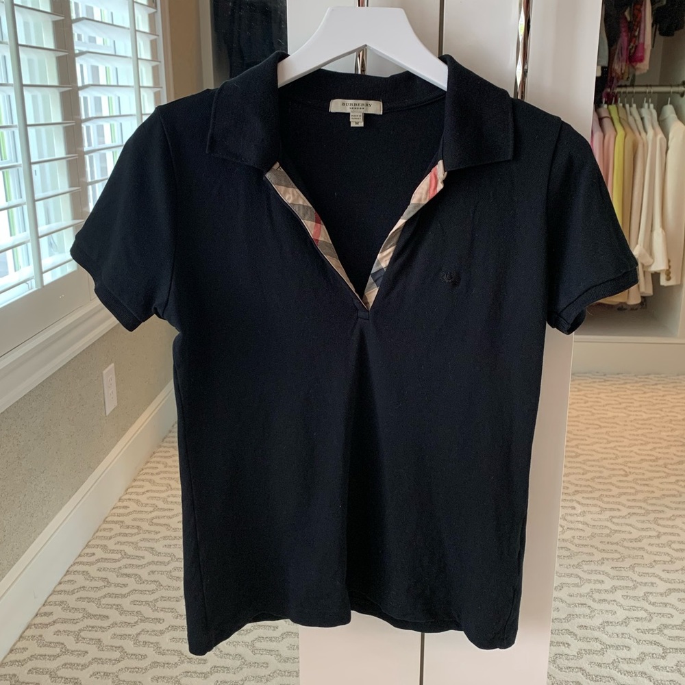 Authentic Burberry classic polo with checked trim